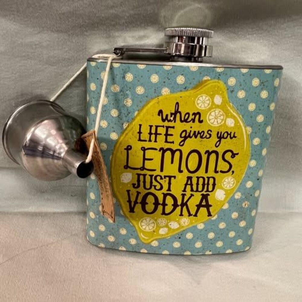 Vintage Francesca's Collections Flask "When Life gives you Lemons Just Add Vodka